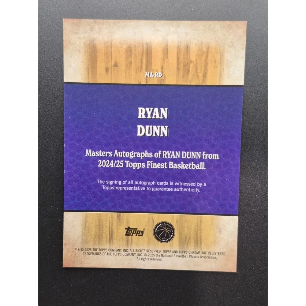 2024-25 Topps Finest Ryan Dunn #MA-RD Masters Autographs (AU, RC) Phoenix‎ Suns